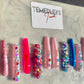 Pink and blue bling press on nails