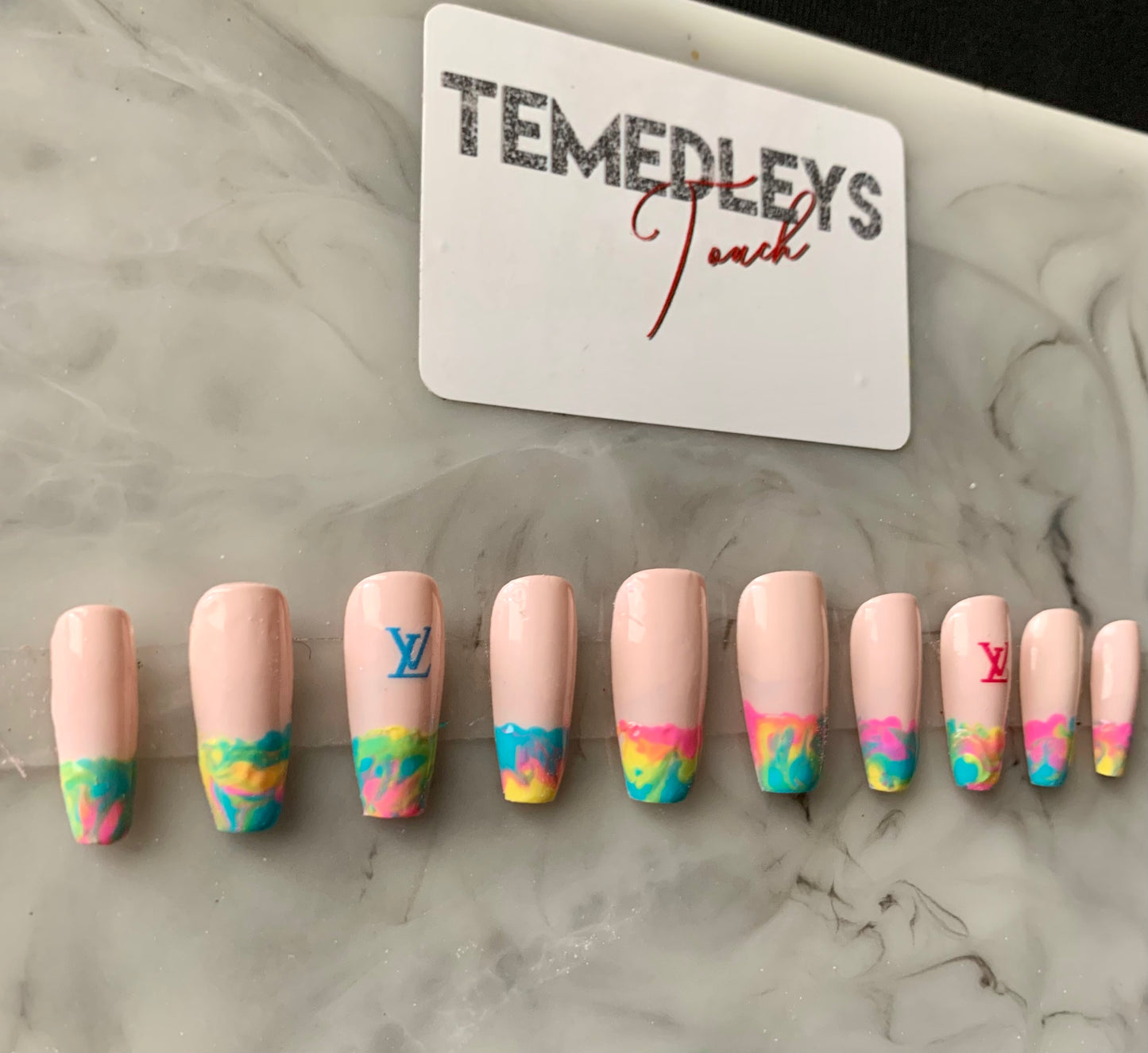 Marble Press on nails