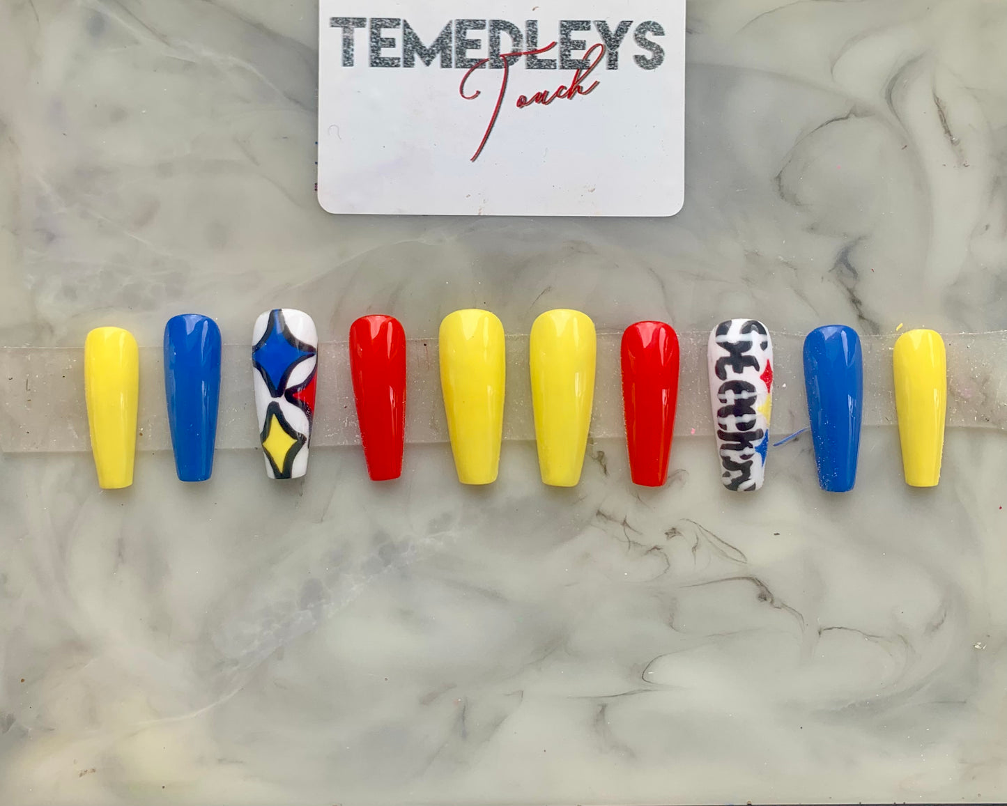 Steelers Short Coffin Press On Nails