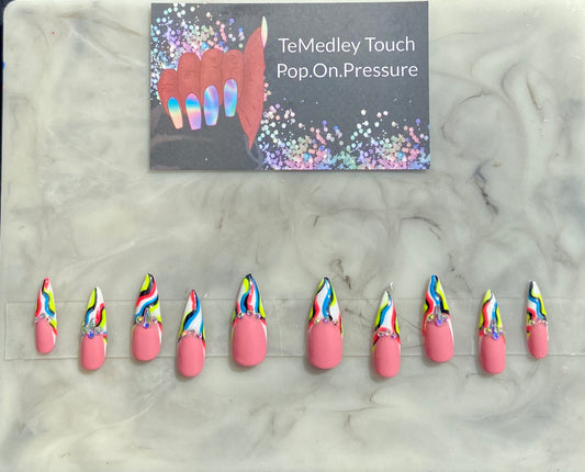 Wavy French tip press on nails