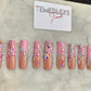 Pink bling birthday press on nails