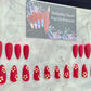 Matte Red flower press on nails
