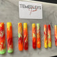 Red/yellow/green Marble Press on nails