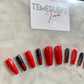 Red and Black press on nails