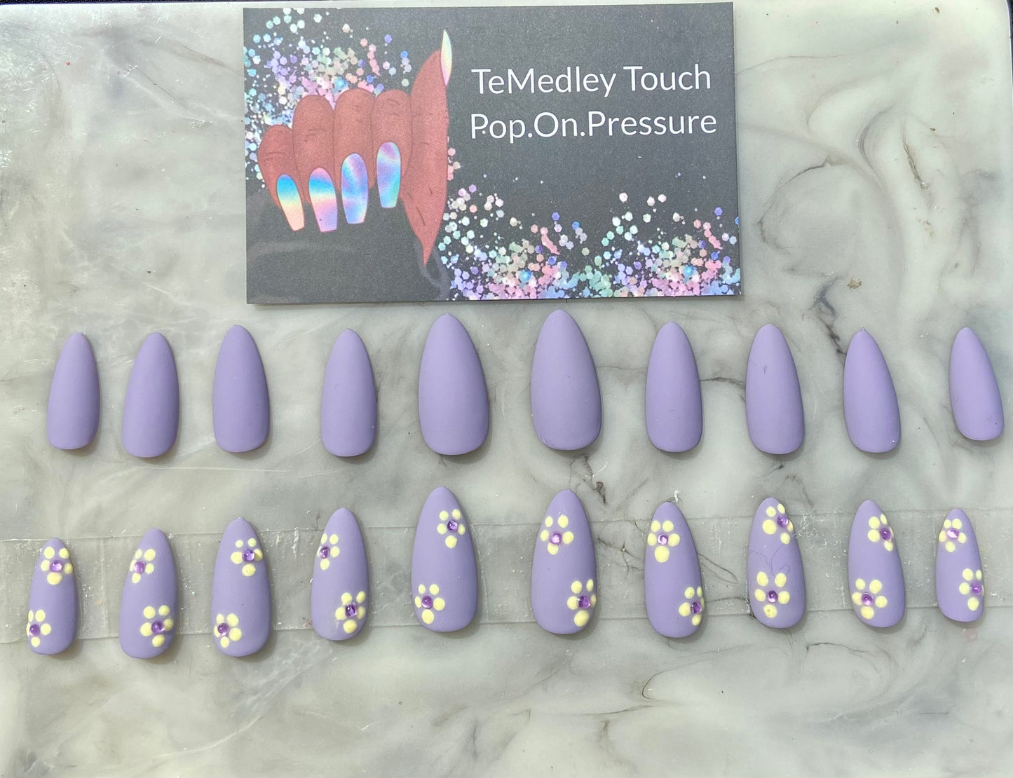 Lavender Matte flower press on nails