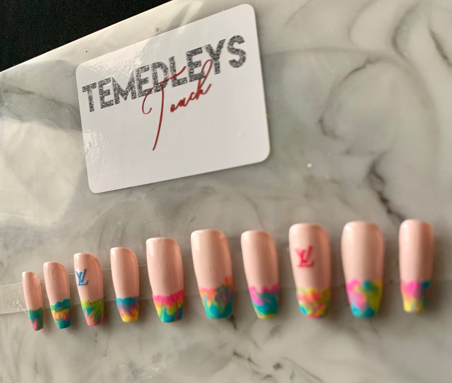 Marble Press on nails