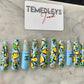 Blue and yellow flower press on nails