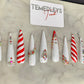 Candy Cane bling press on nails