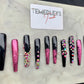Hot pink & black press on nails