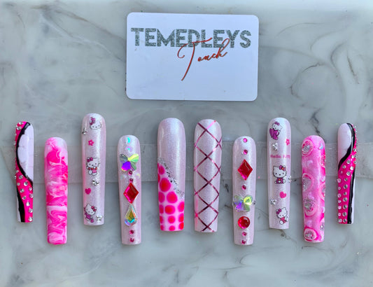 2XL Square Kitty Press On Nails