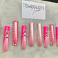 Hot pink bling press on nails