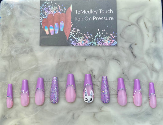Lavender bunny press on nails