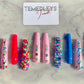 Pink and blue bling press on nails