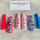 Pink and blue bling press on nails