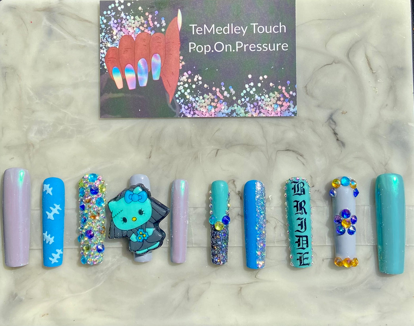 Hello kitty bride press on nails