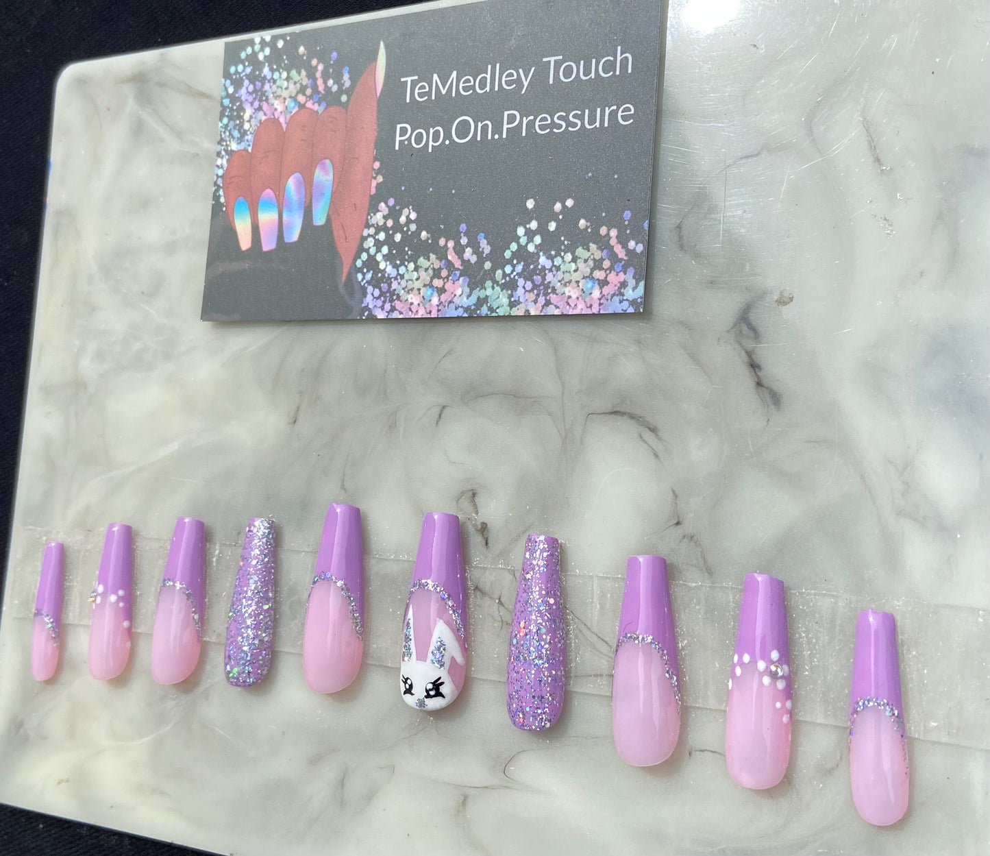 Lavender bunny press on nails