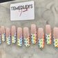 French Tip colorful eye press on nails