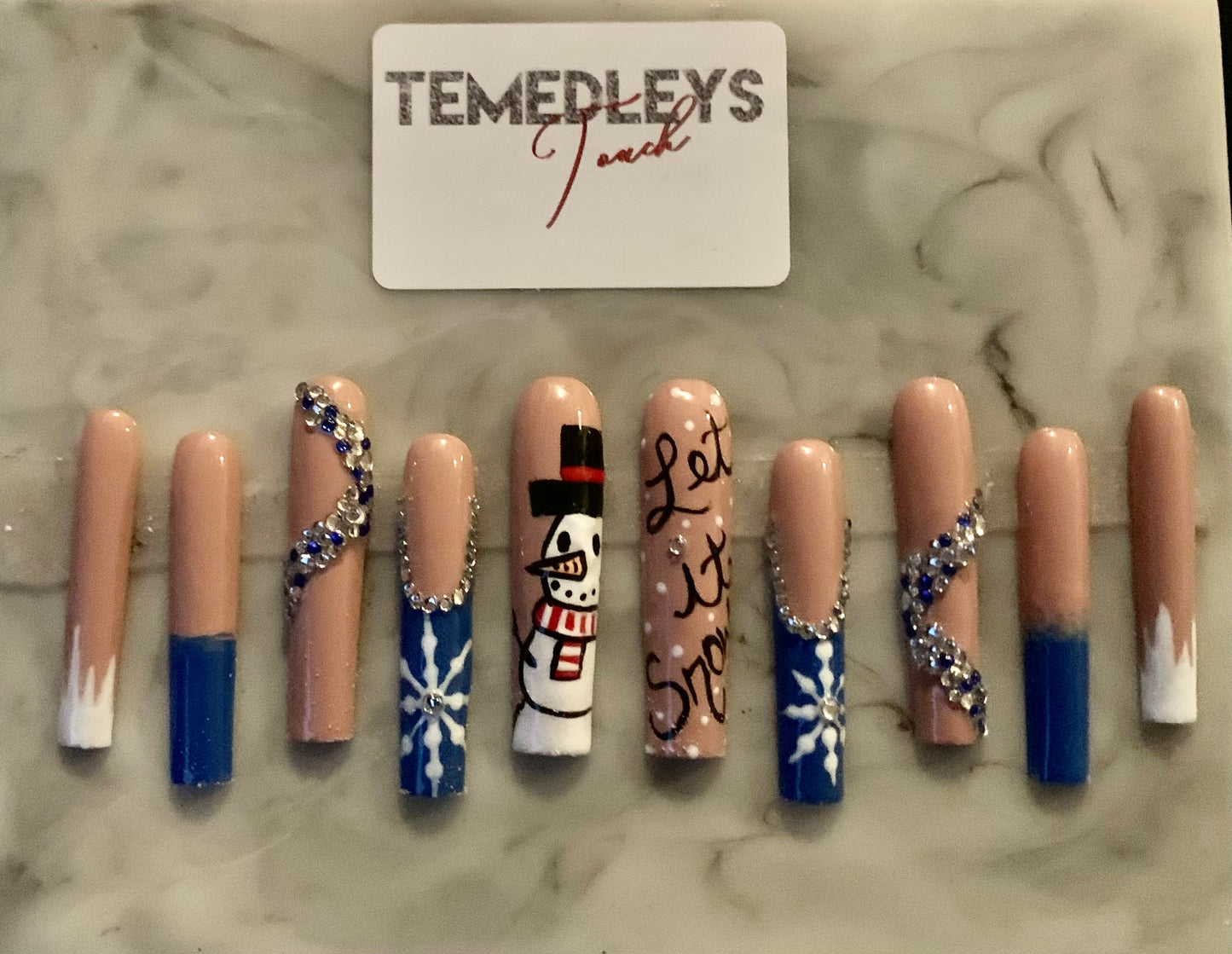 Snowman press on nails