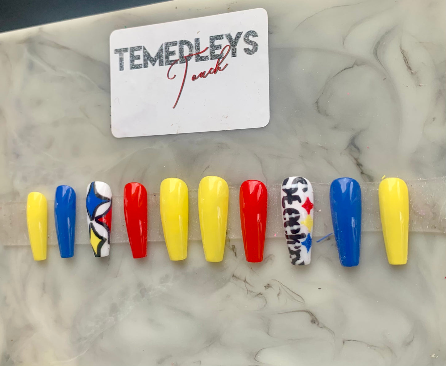 Steelers Short Coffin Press On Nails