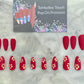 Matte Red flower press on nails