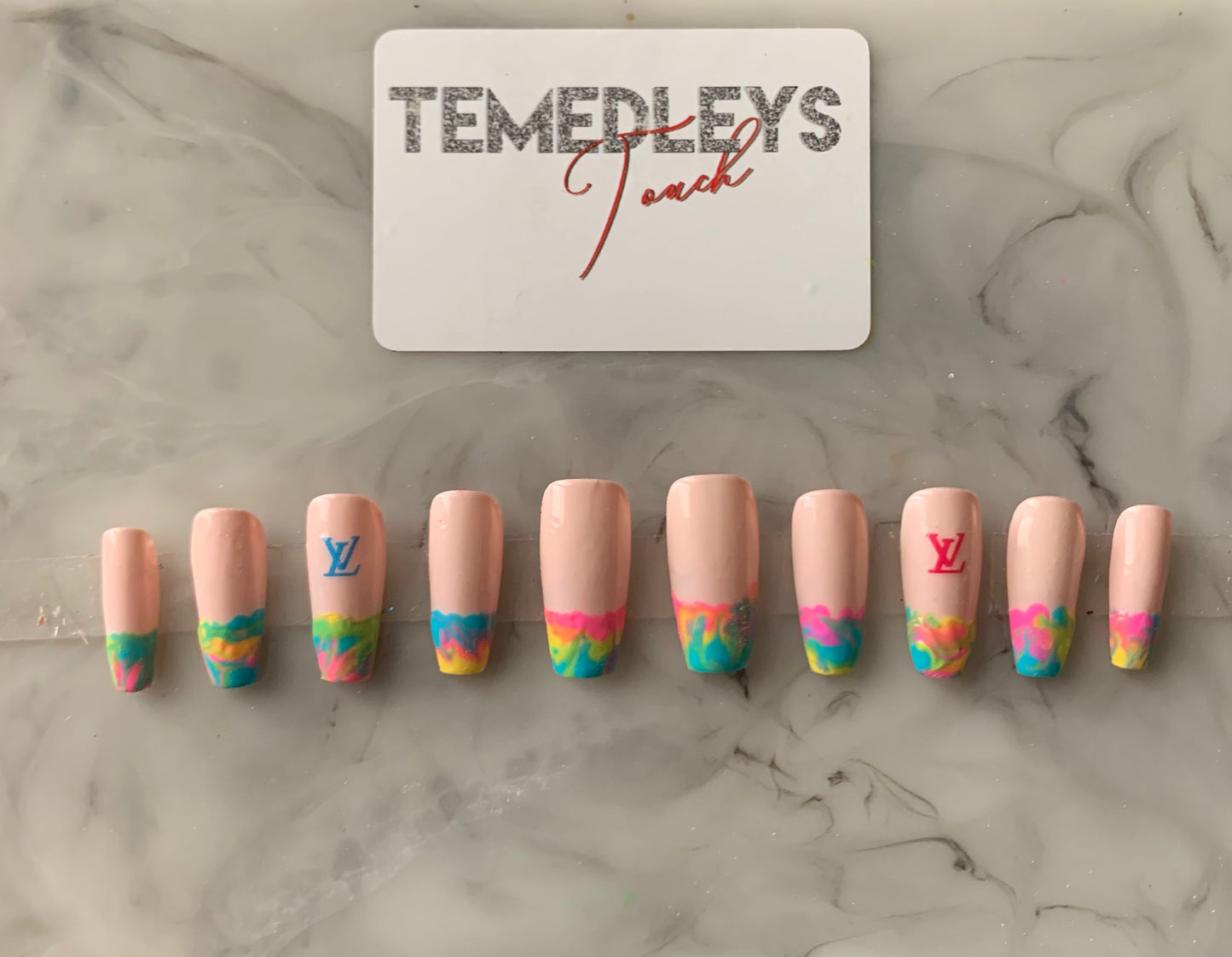 Marble Press on nails