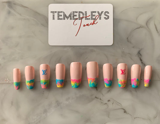 Marble Press on nails